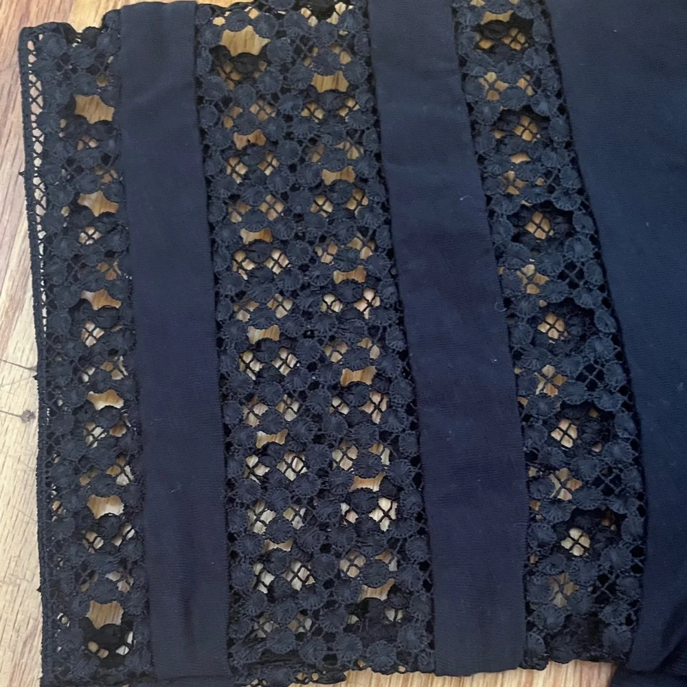 Sezane Hortense Black Top with Lace Sleeves Small NWOT - Picture 3 of 4